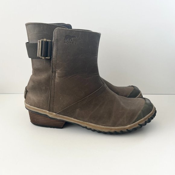 Sorel Women’s Brown/Green Waterproof Pull-On Slimboot Sz 11 - Picture 6 of 16